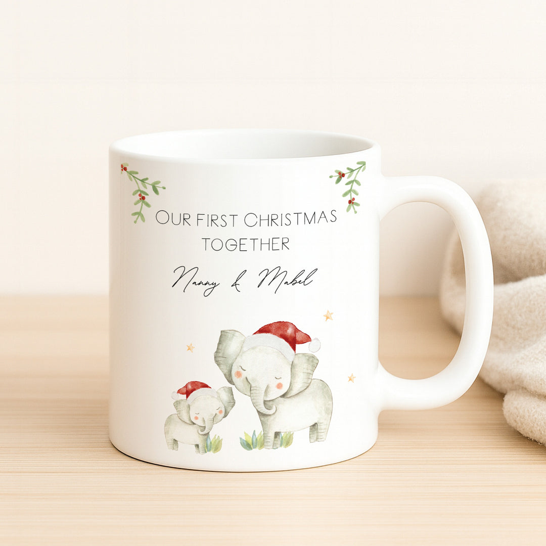 Personalised Elephant Our First Christmas Together Mug