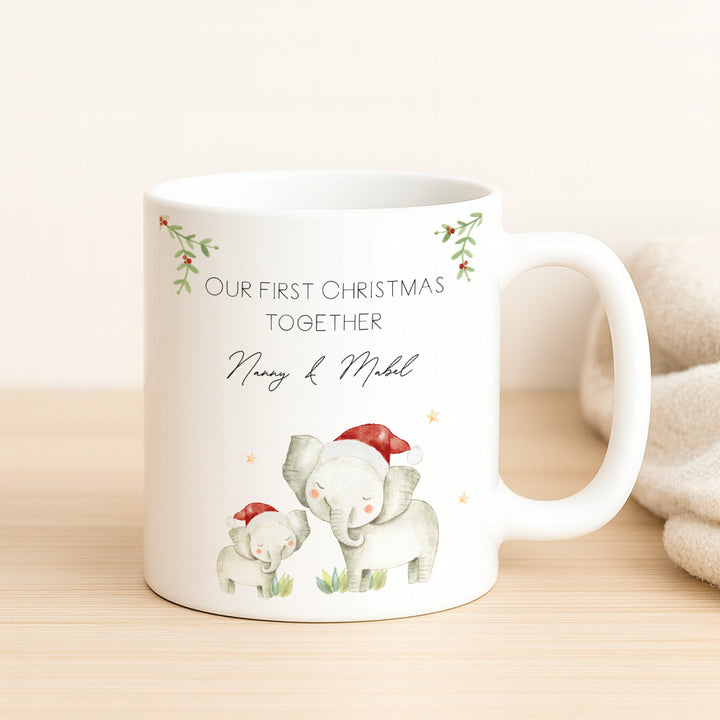 Personalised Elephant Our First Christmas Together Mug