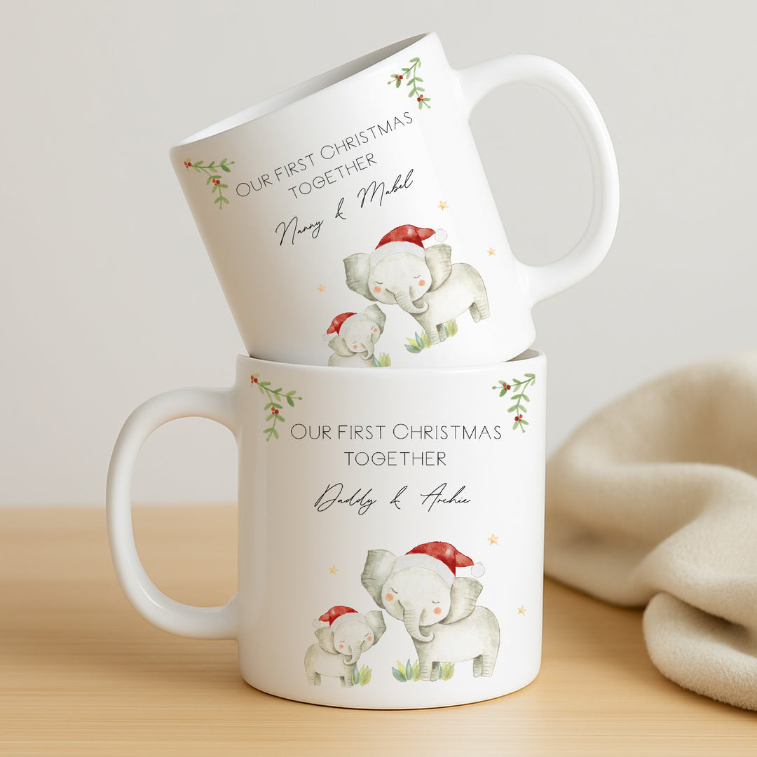 Personalised Elephant Our First Christmas Together Mug