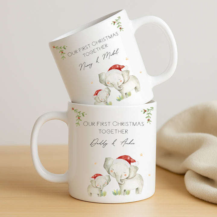 Personalised Elephant Our First Christmas Together Mug