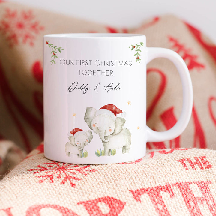 Personalised Elephant Our First Christmas Together Mug
