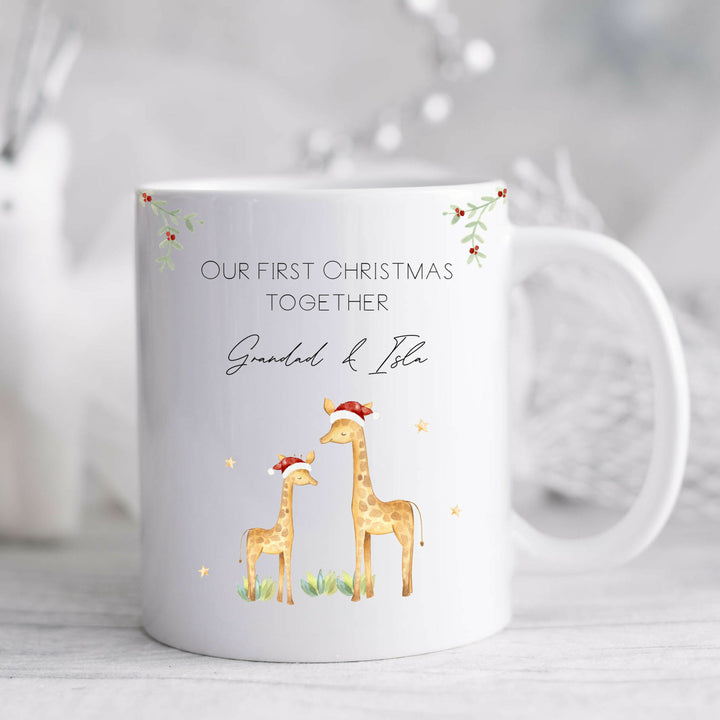 Personalised Giraffe Our First Christmas Together Mug