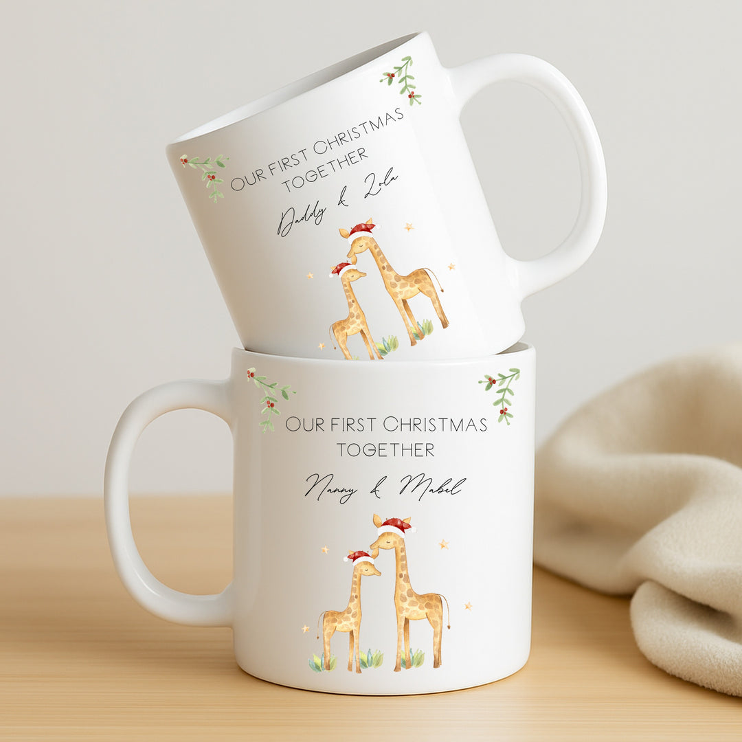 Personalised Giraffe Our First Christmas Together Mug