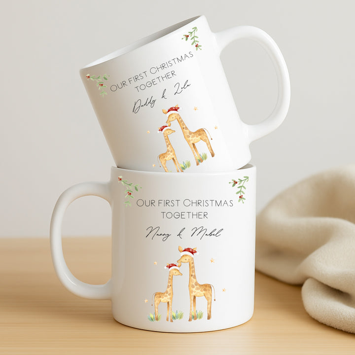 Personalised Giraffe Our First Christmas Together Mug