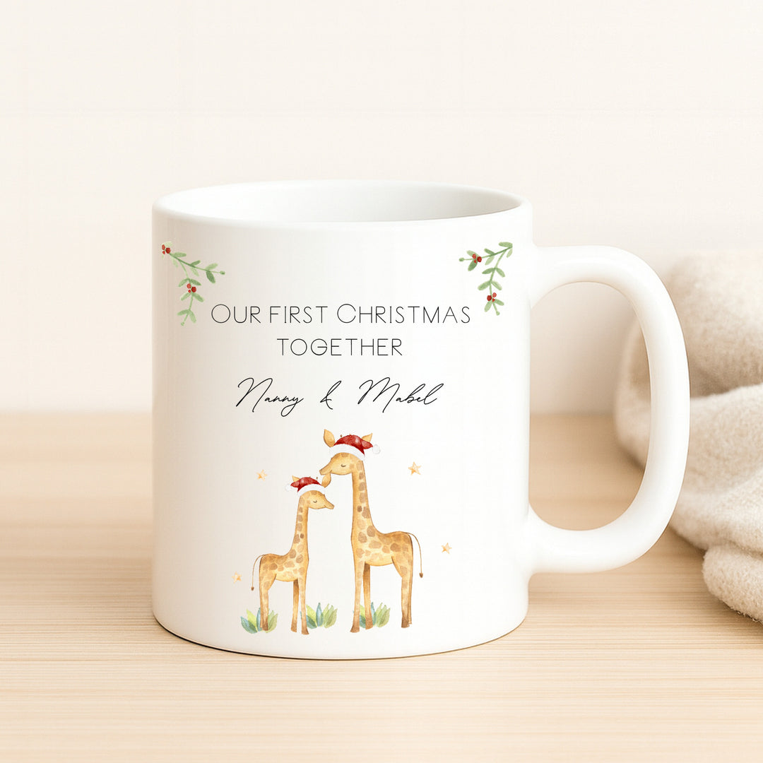 Personalised Giraffe Our First Christmas Together Mug