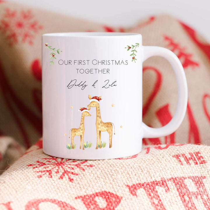 Personalised Giraffe Our First Christmas Together Mug