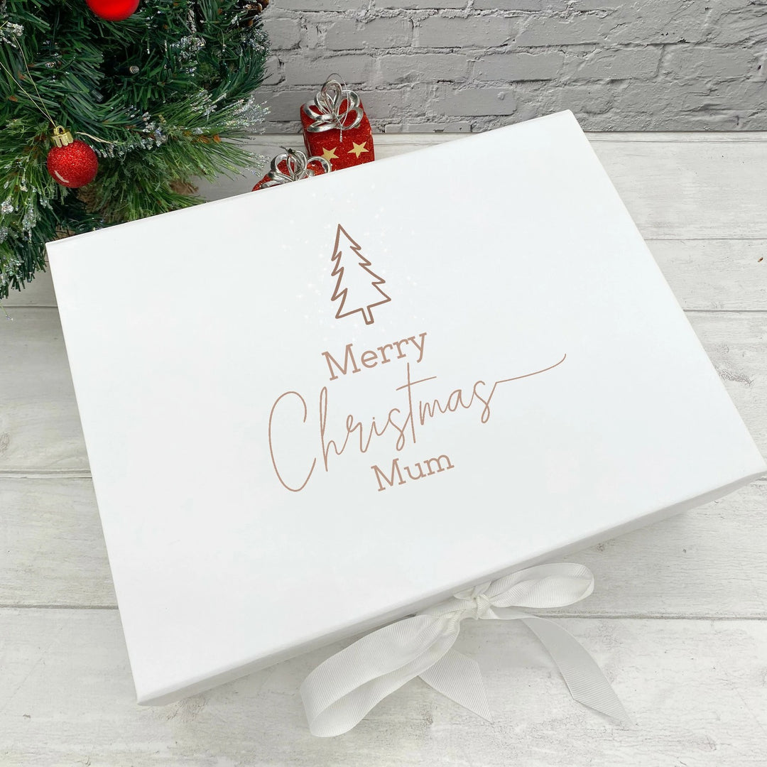 Personalised Rose Gold Merry Christmas Christmas Eve Box