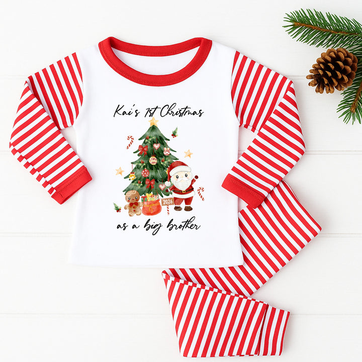 Personalised Christmas Tree Scene Matching Sibling Pyjamas or Baby Grow
