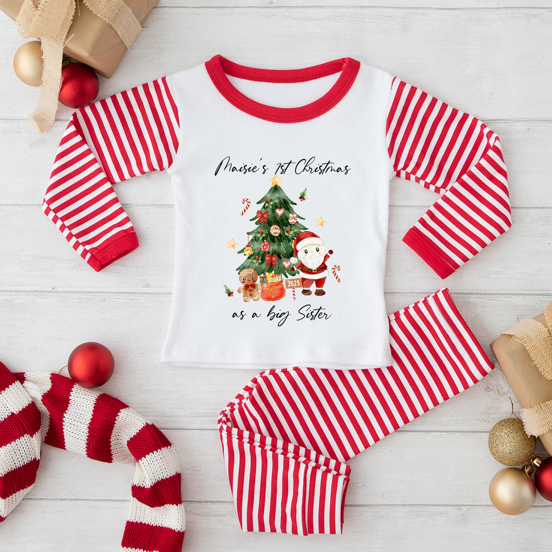 My First Christmas Tree Scene Matching Sibling Outfit