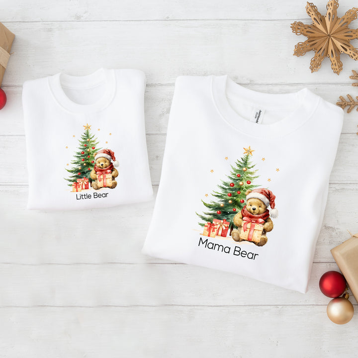 Personalised Red Bear Tree Matching Sweatshirts