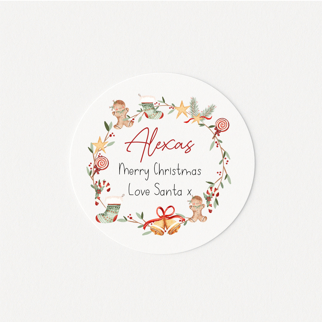 Personalised Christmas Wreath Stickers