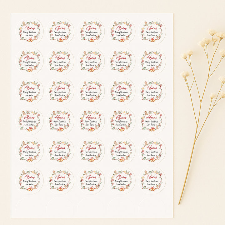 Personalised Christmas Wreath Stickers