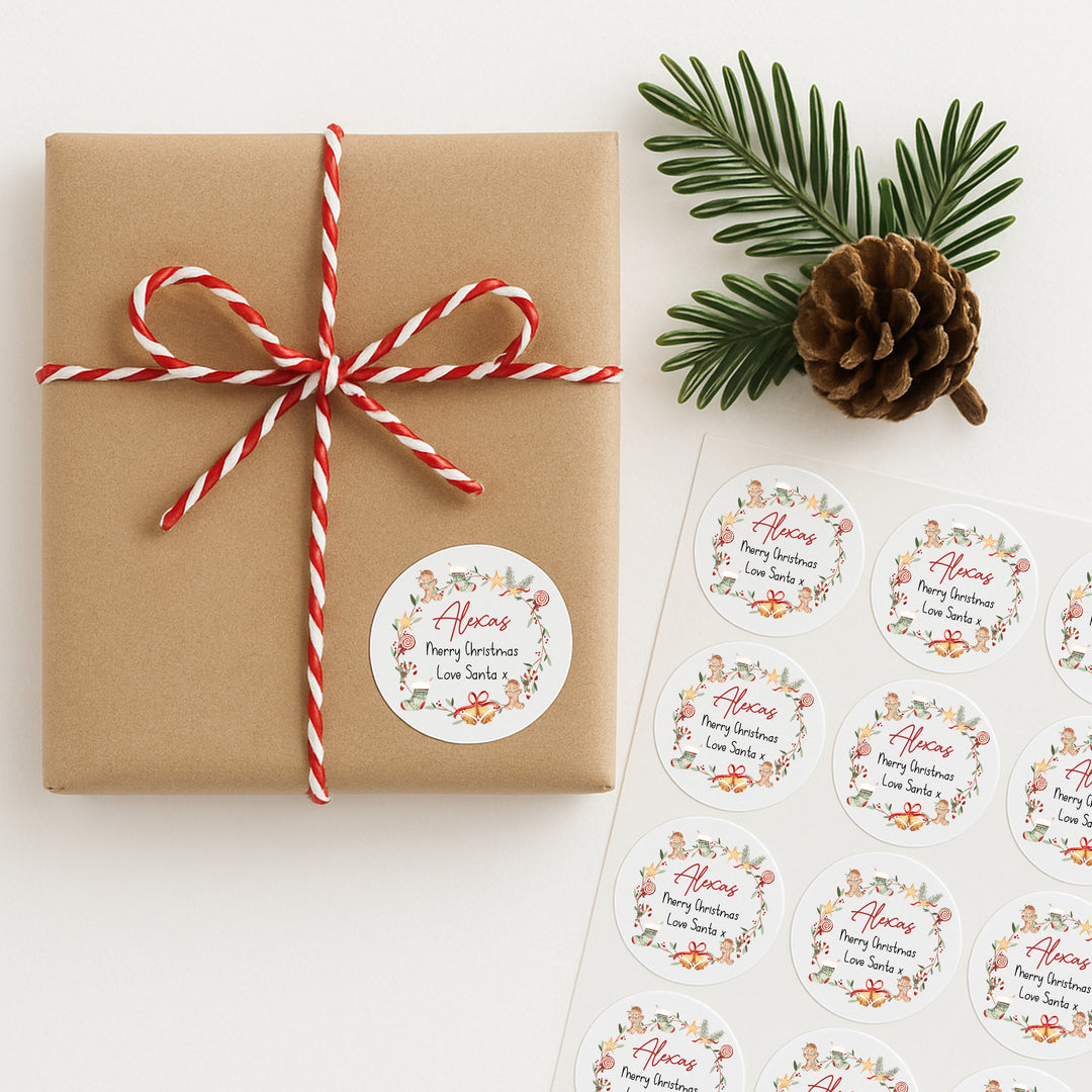 Personalised Christmas Wreath Stickers