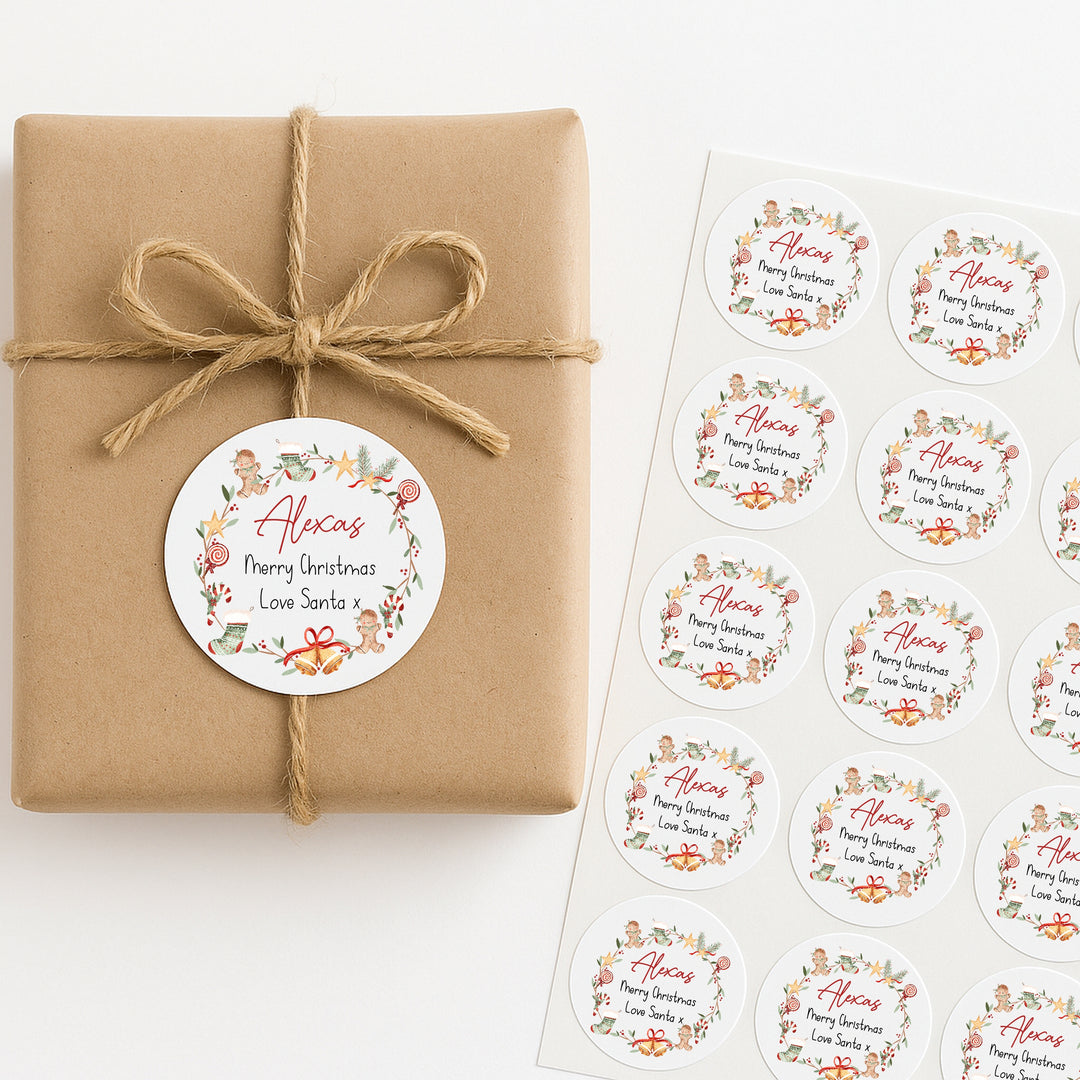 Personalised Christmas Wreath Stickers