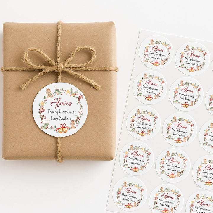 Personalised Christmas Wreath Stickers