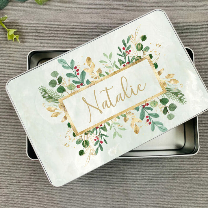 Personalised Christmas Wreath Tin