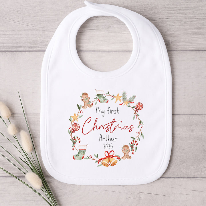 Personalised My First Christmas Wreath Baby Grow, Vest or Bib