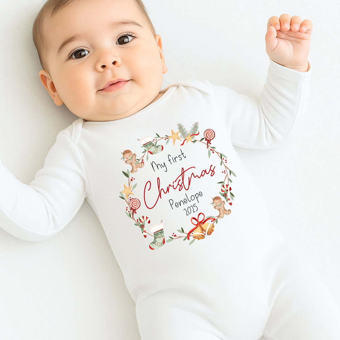 Personalised My First Christmas Wreath Clothing Gift Set