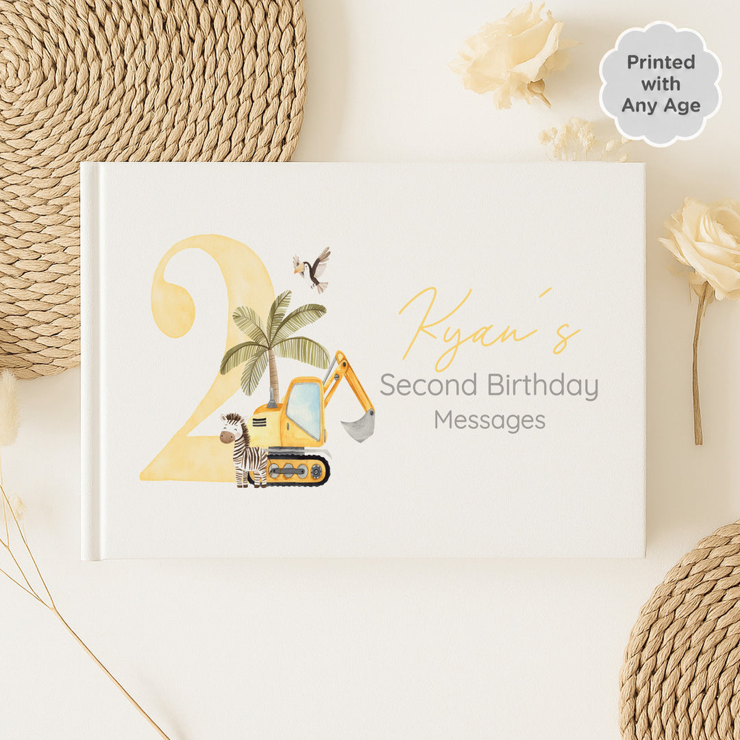 Personalised Yellow Digger Any Age Birthday Guest Book