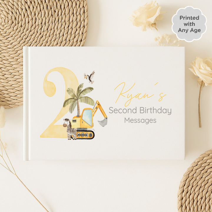 Personalised Yellow Digger Any Age Birthday Guest Book