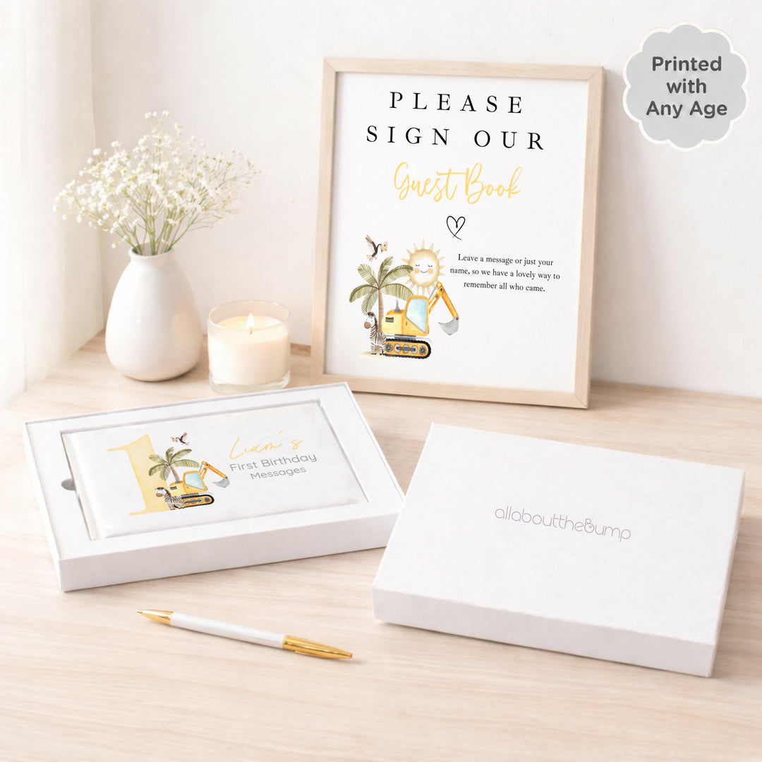 Personalised Yellow Digger Any Age Birthday Guest Book