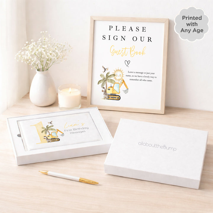 Personalised Yellow Digger Any Age Birthday Guest Book