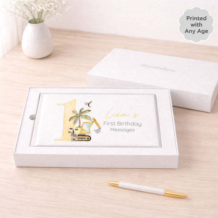 Personalised Yellow Digger Any Age Birthday Guest Book