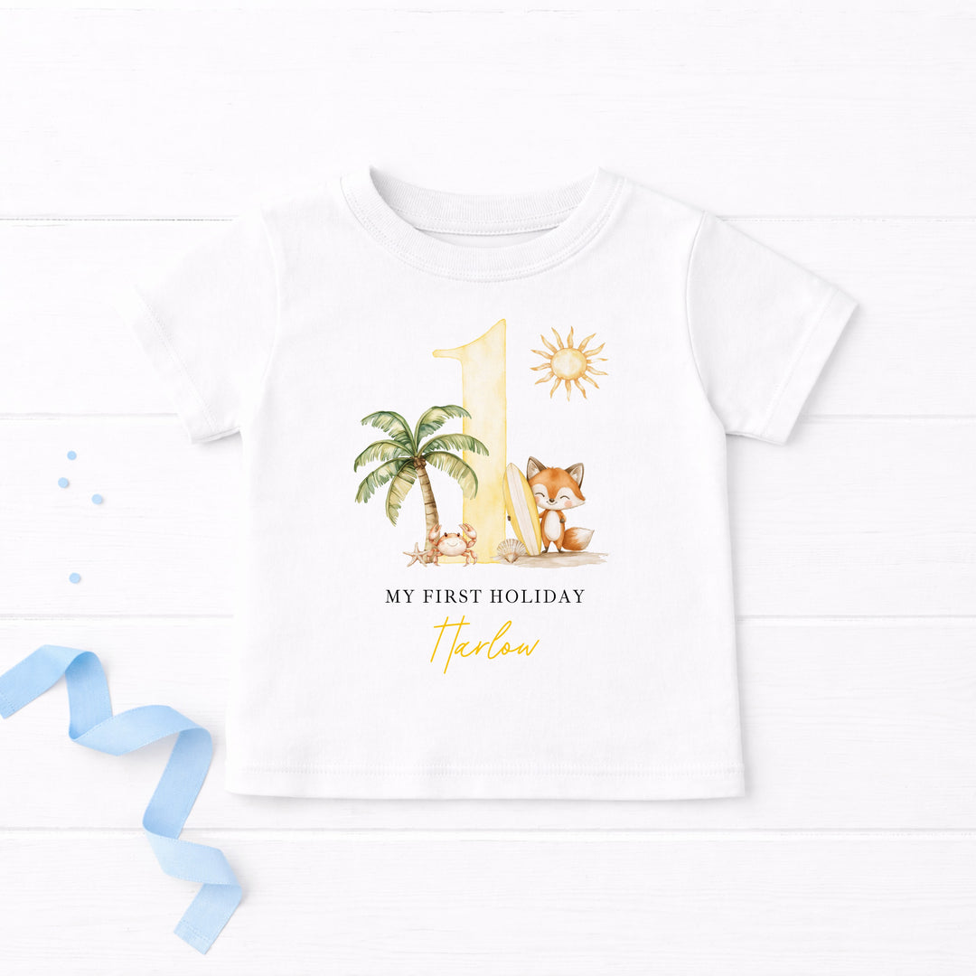 Personalised Yellow Crab My First Holiday T-Shirt