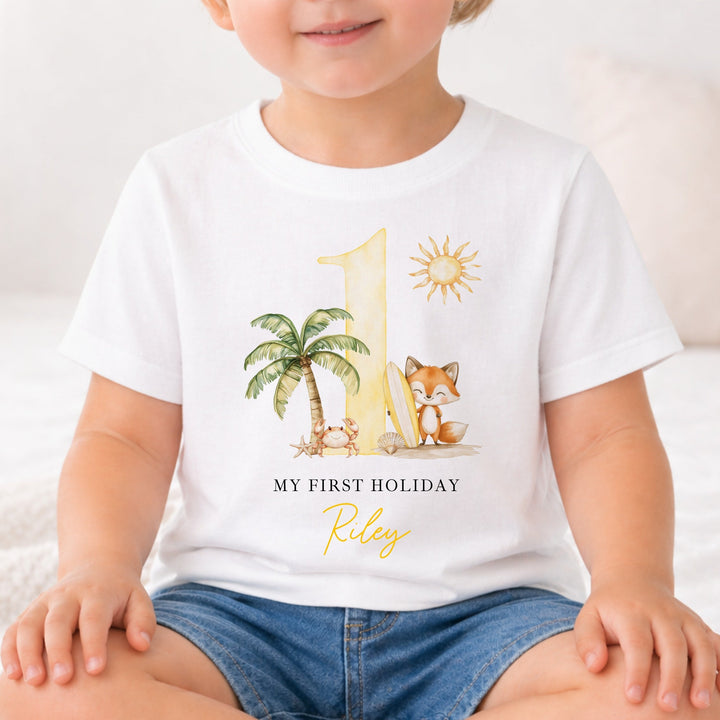 Personalised Yellow Crab My First Holiday T-Shirt