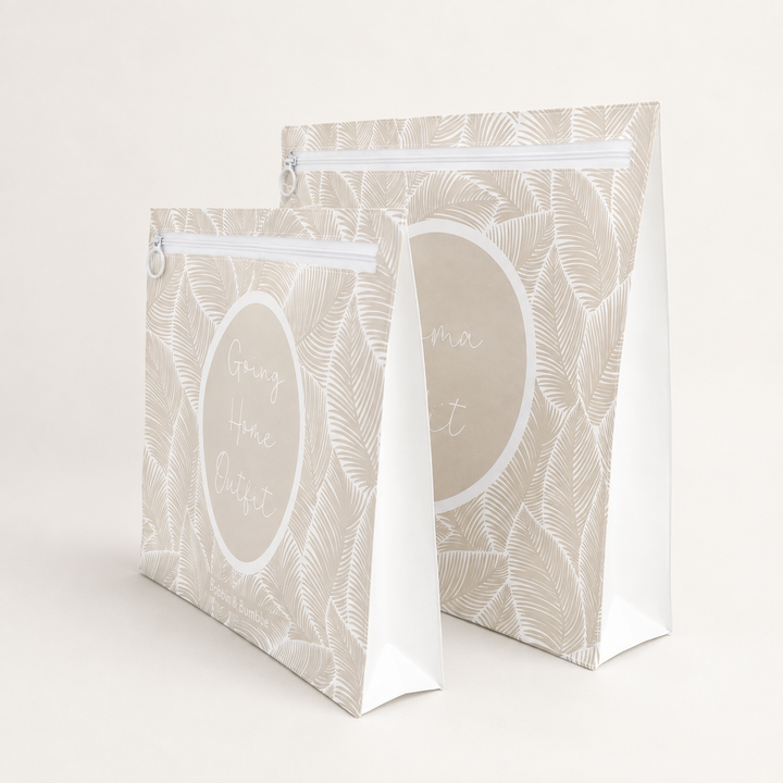 Pack of 10 Beige Leaf Hospital Bag Organiser