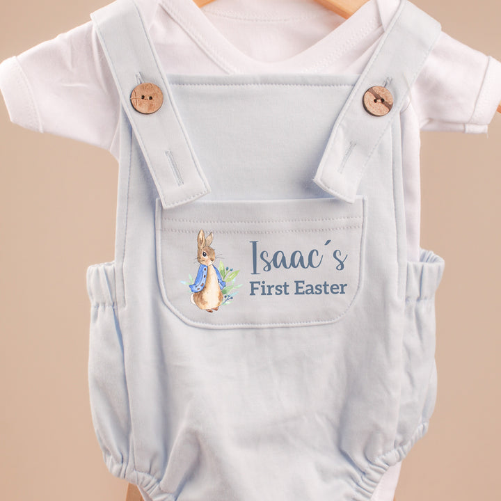 Personalised First Easter Blue Dungarees