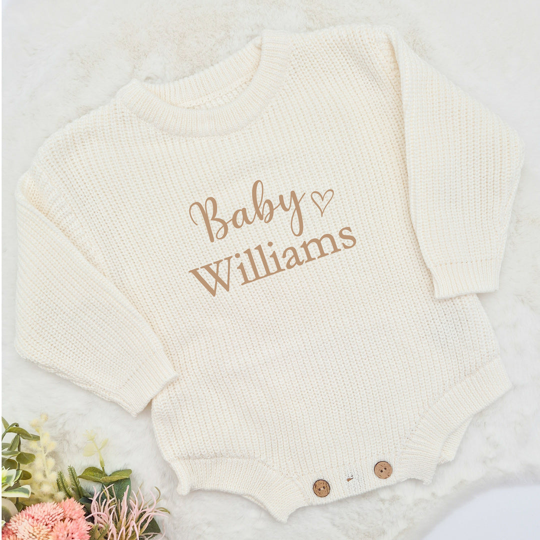 Personalised Embroidered Oversized Long Sleeve Knitted Romper