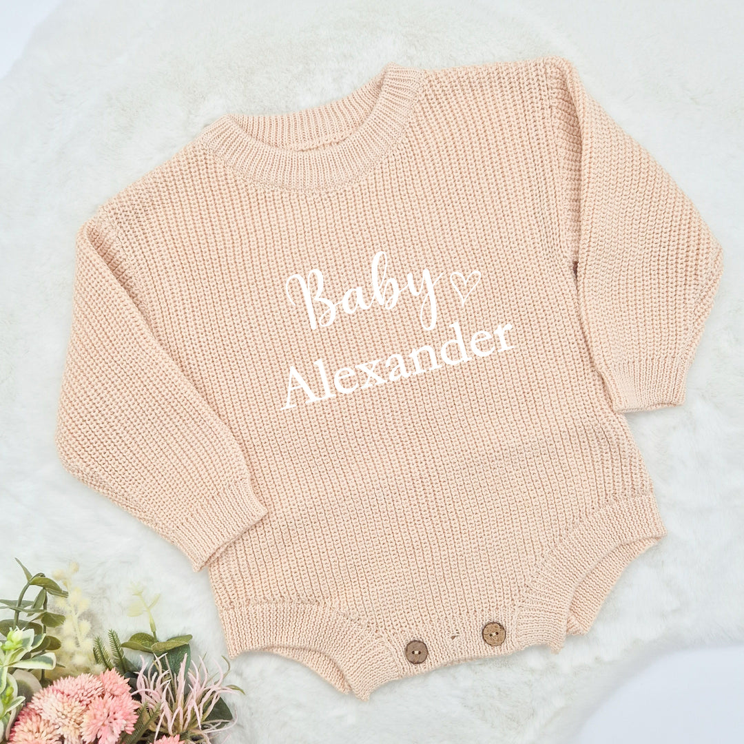 Personalised Embroidered Oversized Long Sleeve Knitted Romper