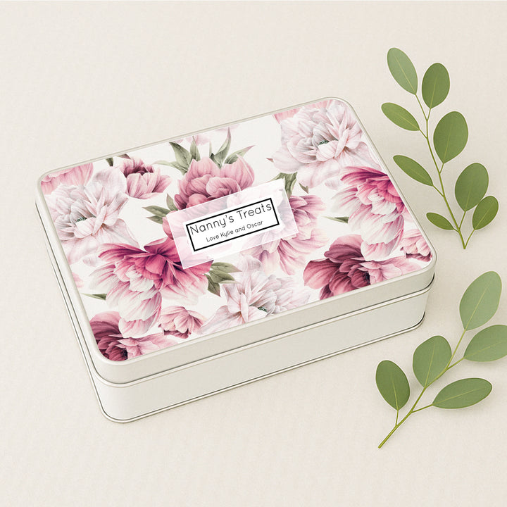 Personalised Floral Nanny's Treat Gift Tin
