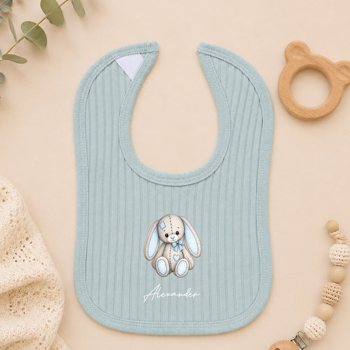 Personalised Blue Rabbit 3 Piece Ribbed Coming Home Outfit