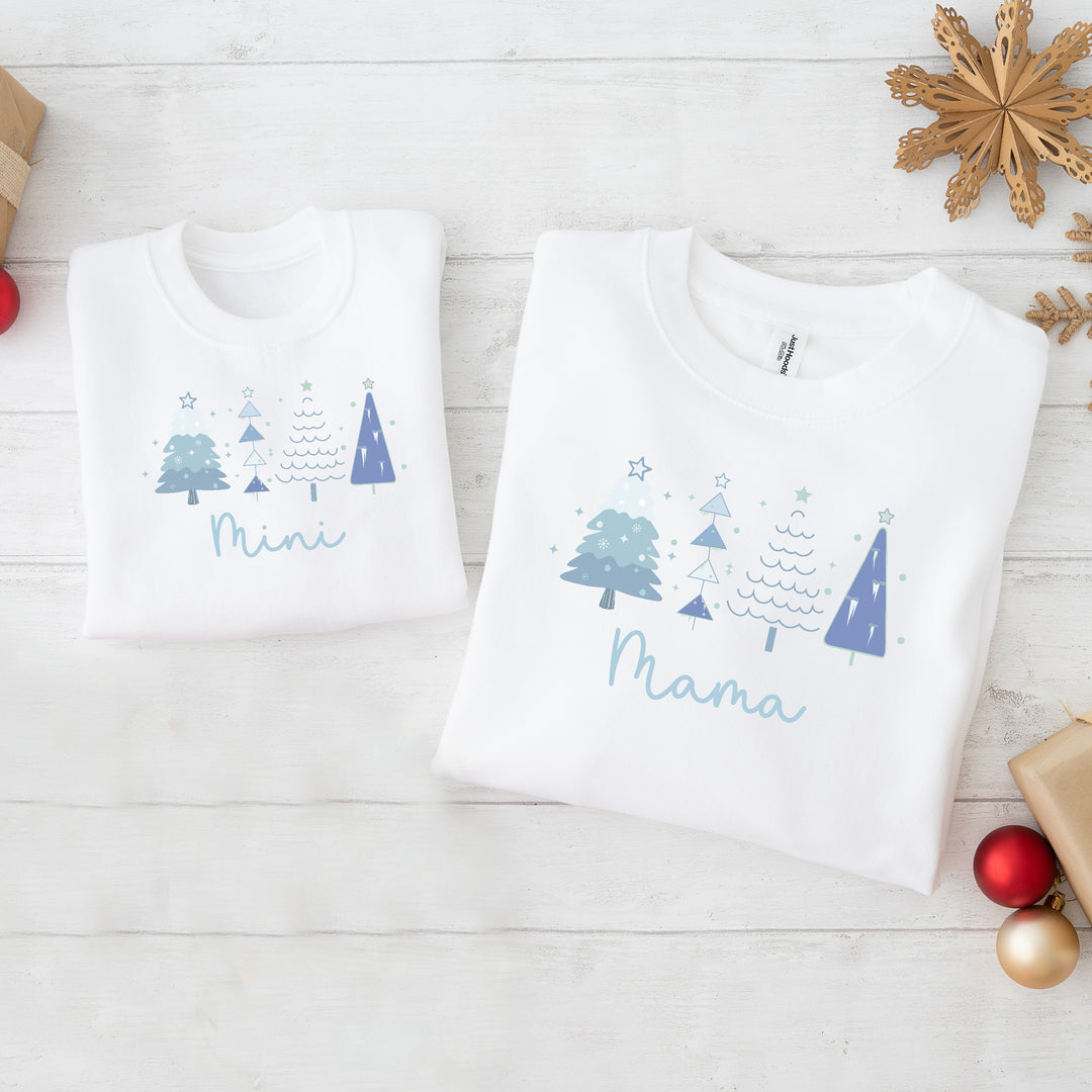 Blue Christmas Tree Mum & Mini Sweatshirt/Babygrow