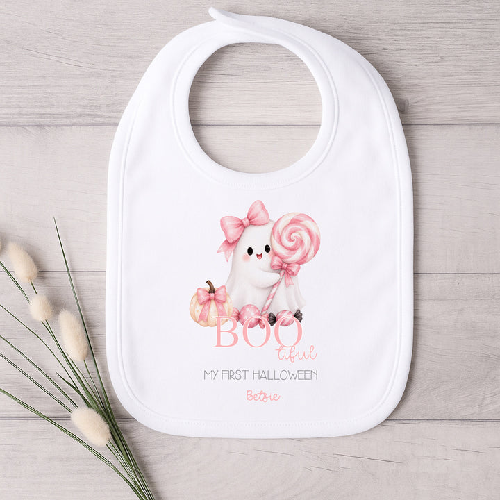 Personalised Pink Ghost My First Halloween Baby Grow or Vest