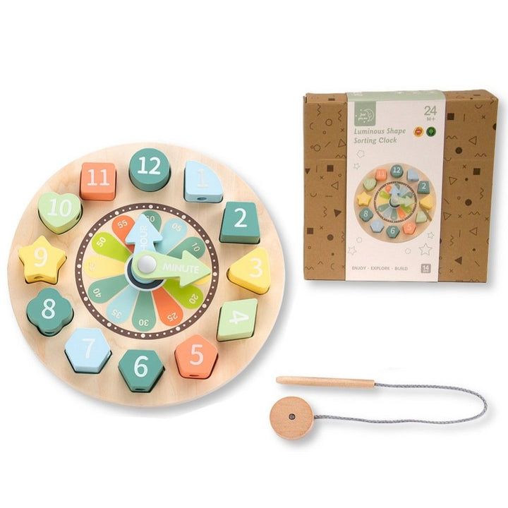 Wooden Educational Shape Sorting Clock (14 pcs)