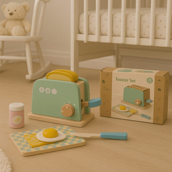 Wooden Educational Toaster Set Toy (8 pcs)