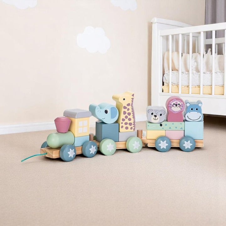 Wooden Educational Animal Stacking Train (19 pcs)