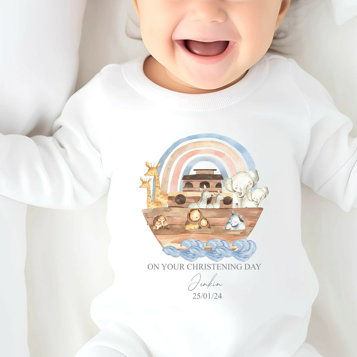 Personalised Christening Day Boat Babygrow/Vest