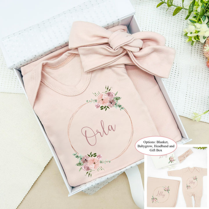 Personalised Dusky Gold Ring Pink Hamper Clothing Gift Set