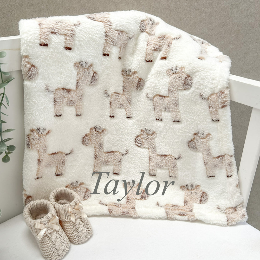 Personalised Embroidered Giraffe Blanket