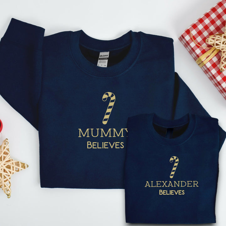 Personalised Candy Cane Matching Sweatshirts