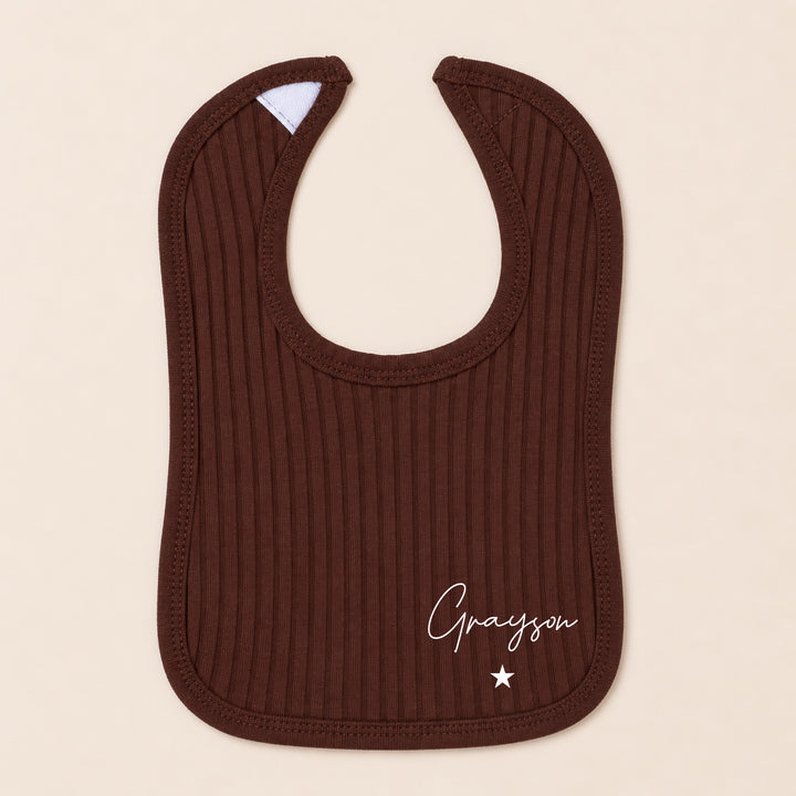 Personalised Hello World Chocolate 3 Piece Ribbed Coming Home Outfit
