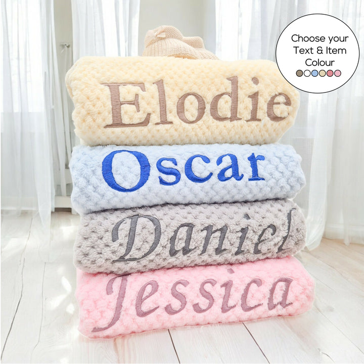 Personalised Embroidered Honeycomb Baby Blanket