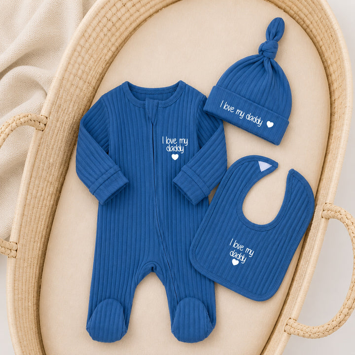 Azure I Love My Daddy 3 Piece Ribbed Coming Home Outfit