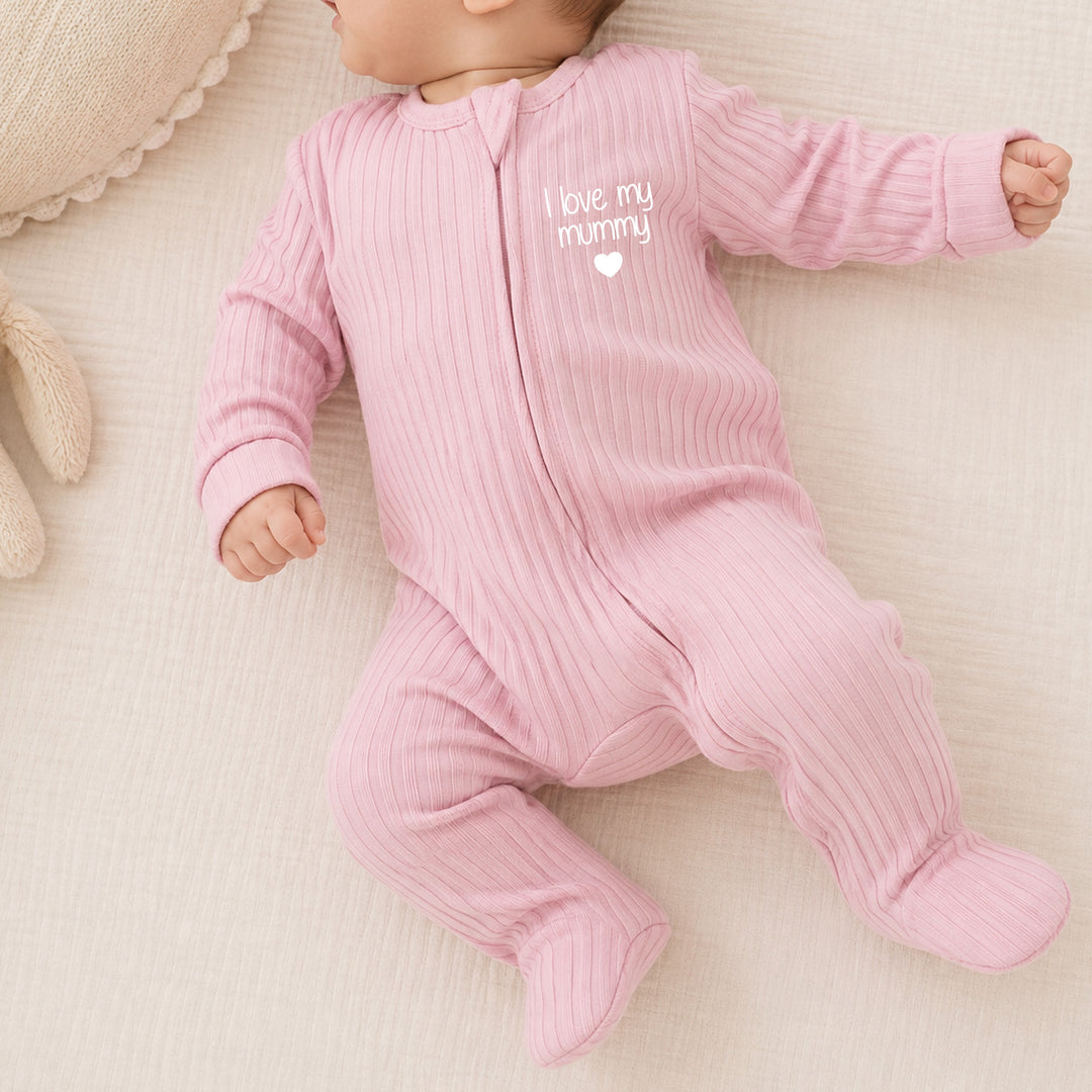 Dusty Pink I Love My Mummy 3 Piece Ribbed Coming Home Outfit
