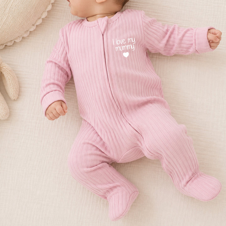 Dusty Pink I Love My Mummy 3 Piece Ribbed Coming Home Outfit