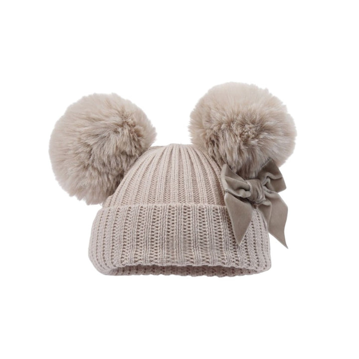 Knitted Biscuit Pompom Baby Hat